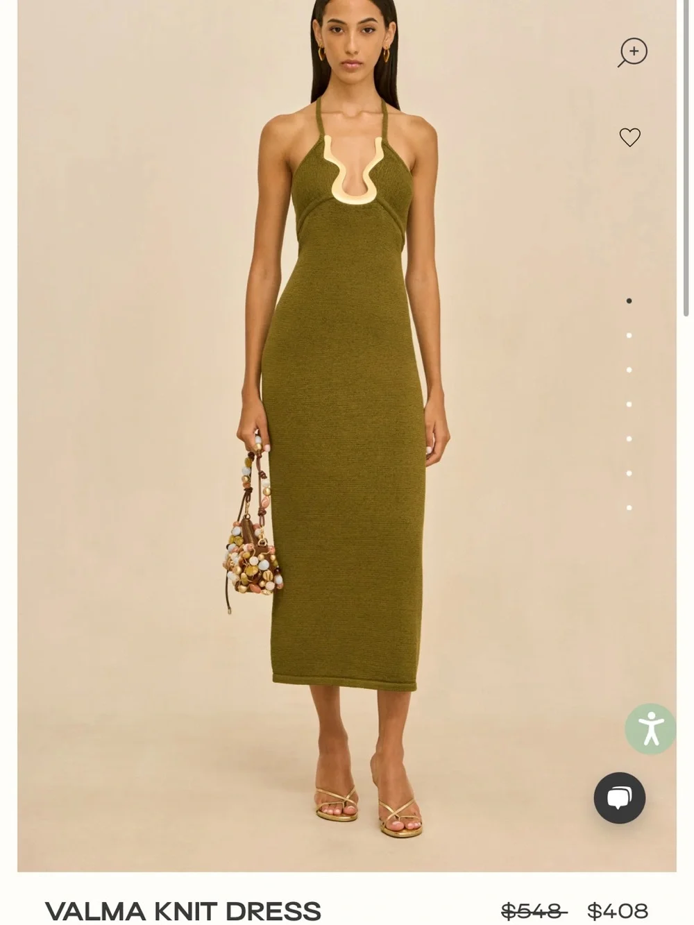cult gaia | Dresses | Cult Gaia Olive Midi Knit Dress With Cream Trim |  Poshmark